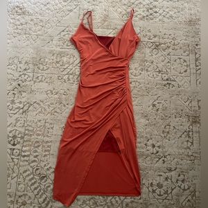 Windsor High slit Orange Fitted Dress